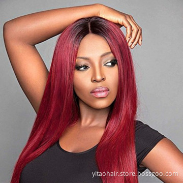 New Arrival wholesale price 99J color  Synthetic Hair Wigs With Colorful  Pre-Plucked Big Factory Stock